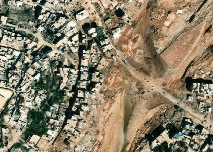 Satellite photo of Derna, Libya (dam burst), 15 Sep 2023