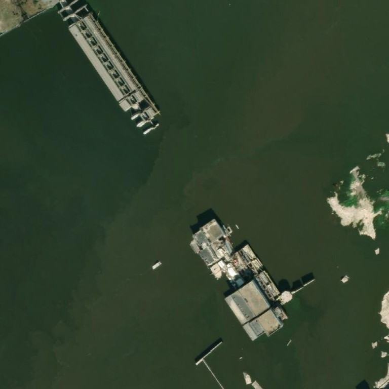 Satellite photo of Kakhovka dam, Ukraine, taken 31 Aug 2023