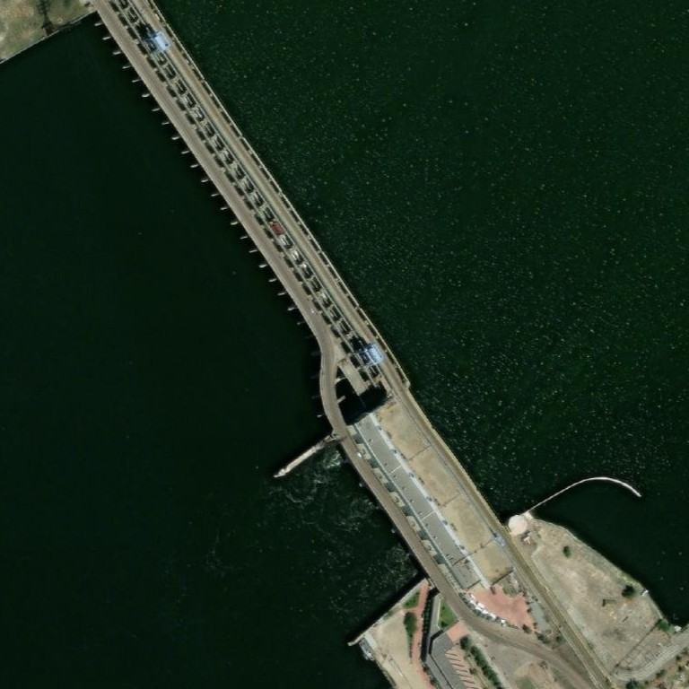 Satellite photo of Kakhovka dam, Ukraine, taken 7 Aug 2022